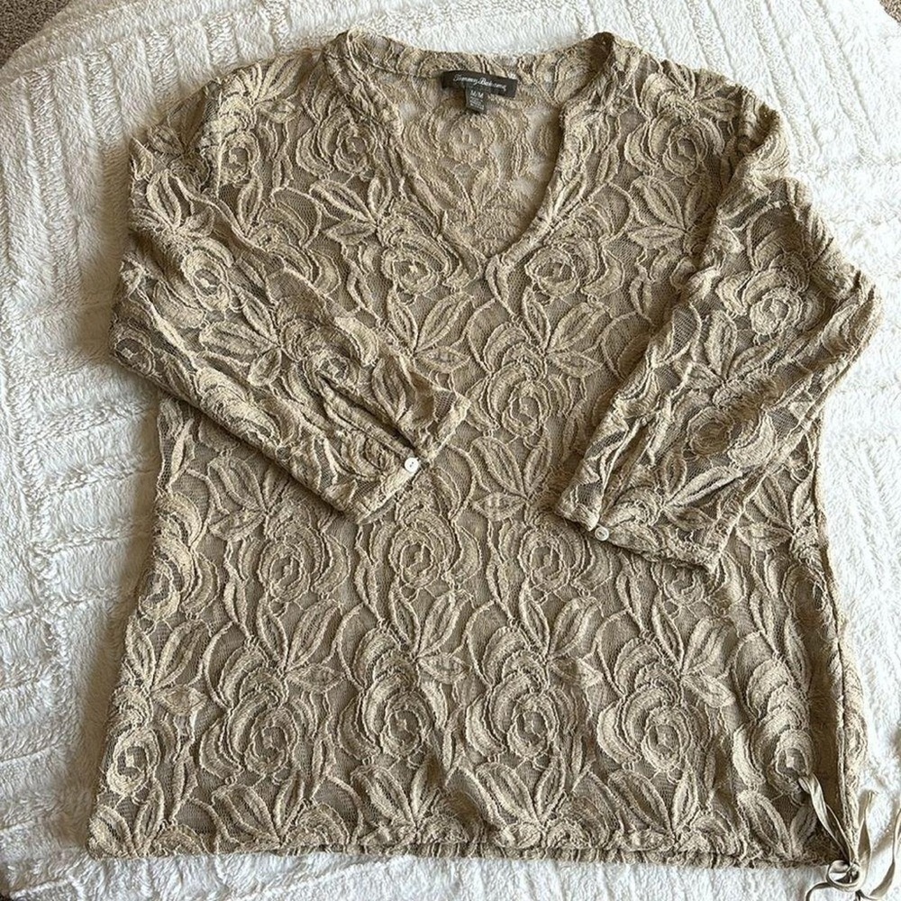 Tommy Bahama Beige Lace Blouse